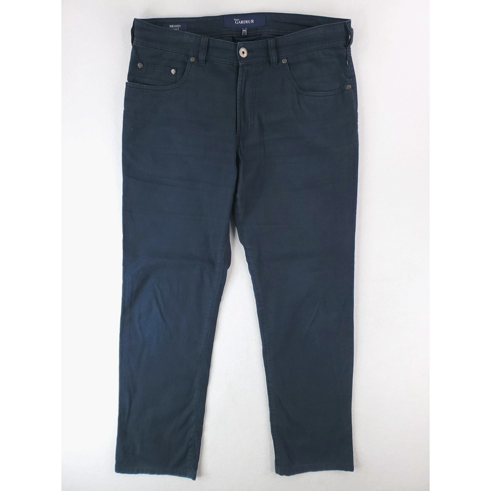 Atelier Gardeur Pants Mens 35x32 Navy Blue Nevio 1  Regular Straight Linen Blend